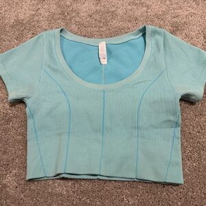 Aerie Seamless Ribbed Corset Crop Top Aqua